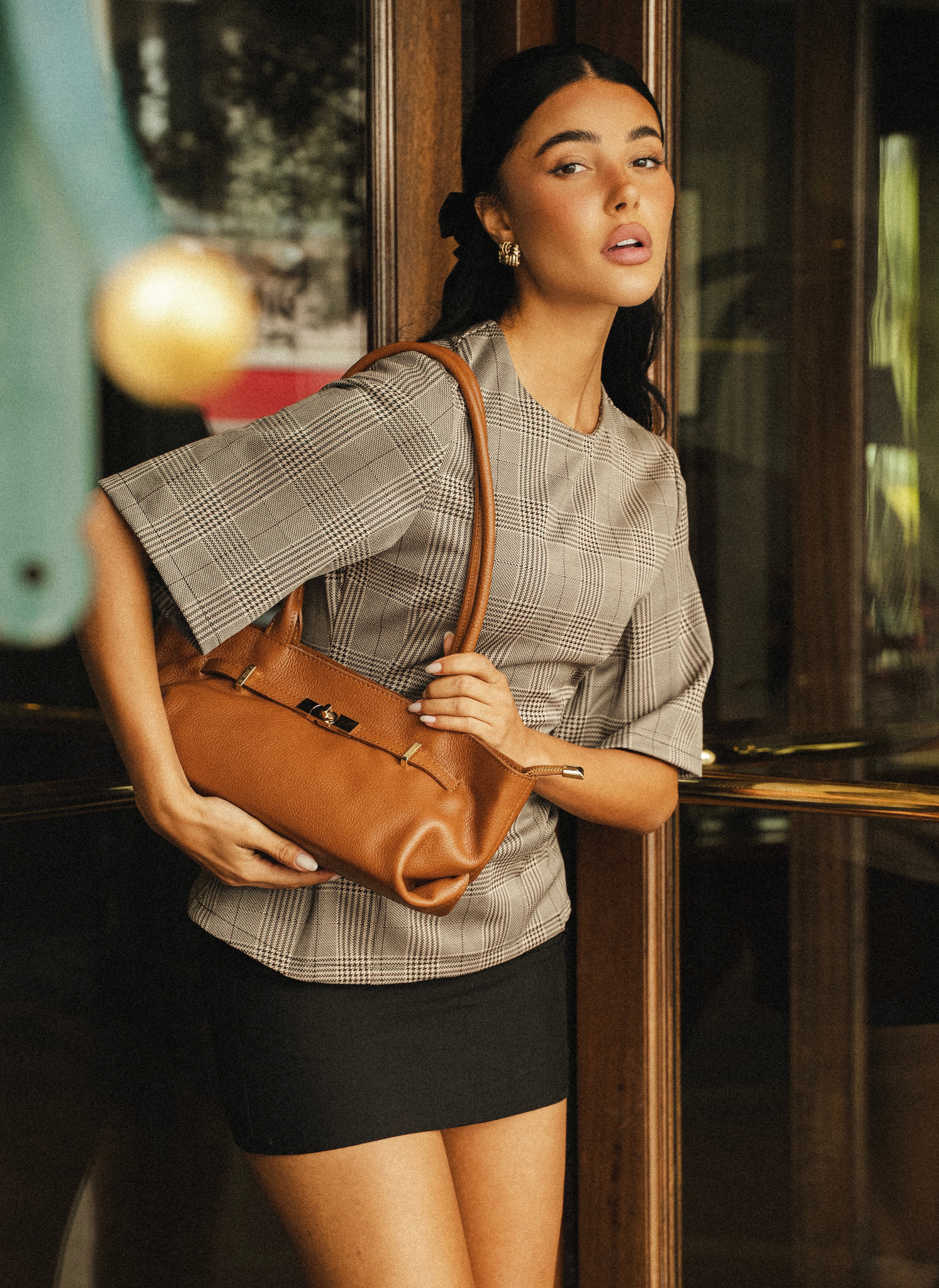 Lola Tasche aus Togo-Leder in Cognacbraun