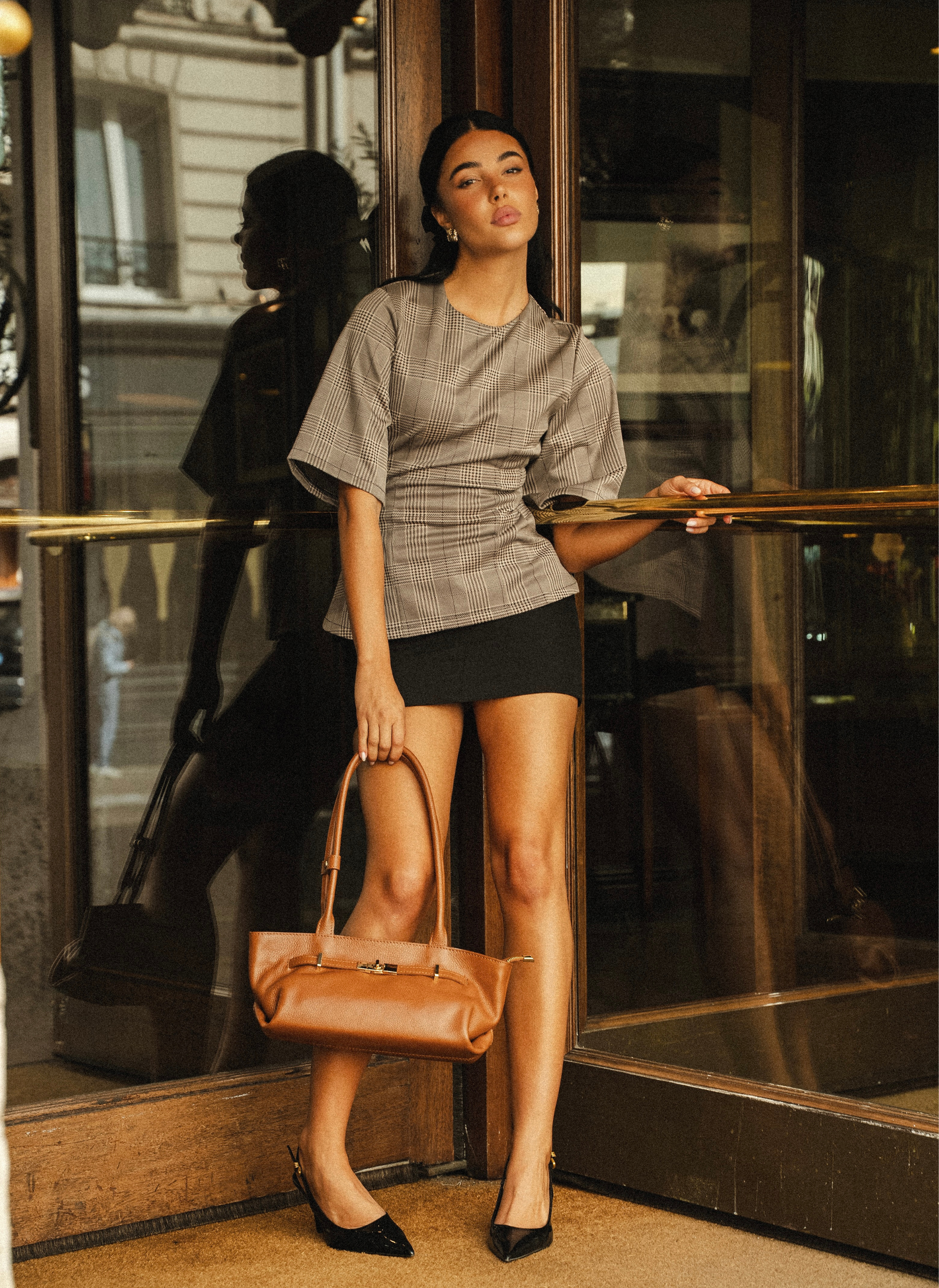 Lola Tasche aus Togo-Leder in Cognacbraun